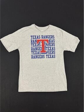 Texas Rangers Graphic T-Shirt Gray Crew Neck Kids X-Large